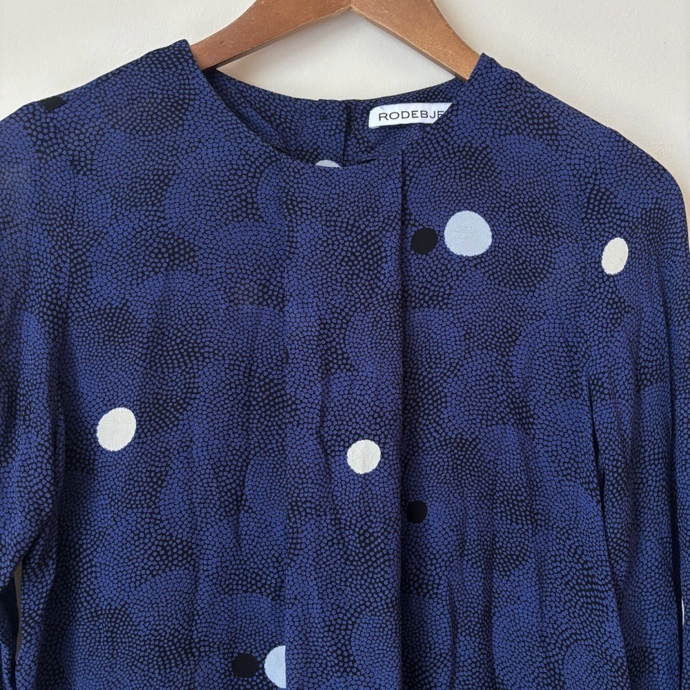Rodebjer Blue Indus Moons Button Back Reversible Blouse XS - Picture 2 of 8